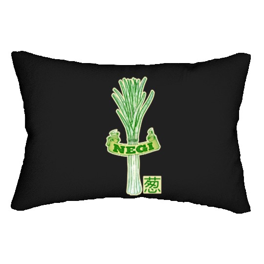 Fresh Green Onion Illustration Negi Japanese Lumbar Pillows