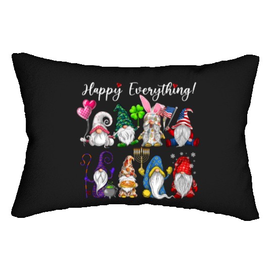 Happy Everything Gnomes Every Seasons All Year Lumbar Pillows