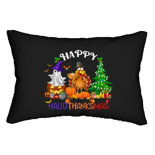 Retro Happy HalloThanksMas  Lumbar Pillows