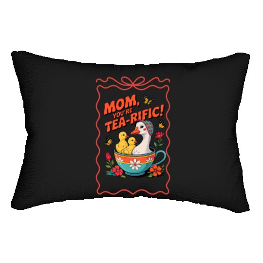 Motherly Swan and Ducklings Tea Humor Lumbar Pillows