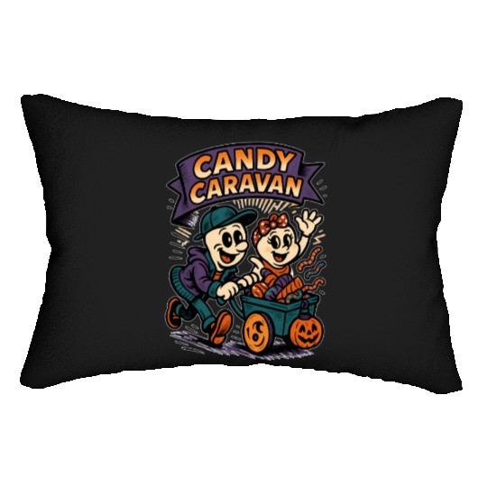 Candy Caravan Halloween Design Lumbar Pillows