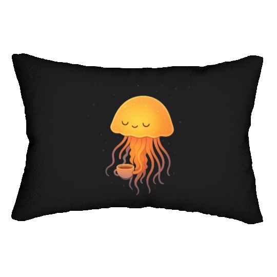 Whimsical Jellyfish Coffee Embrace Lumbar Pillows