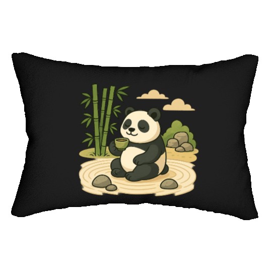 Serene Panda in Bamboo Garden Lumbar Pillows
