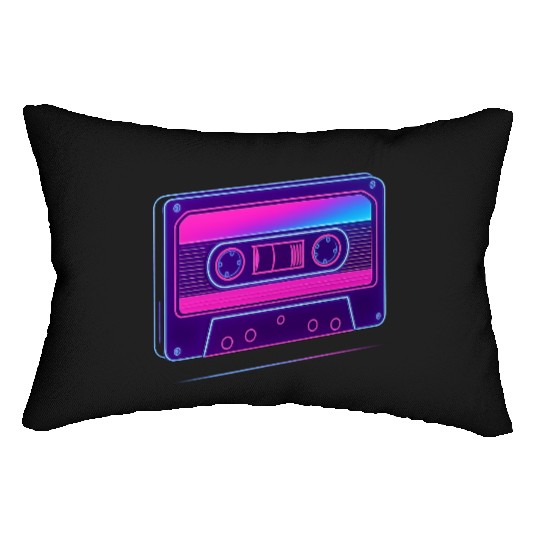 Neon Cassette Tape Retro Design Lumbar Pillows