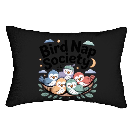 Bird Nap Society | Cute Lazy Sleeping Birds Lumbar Pillows