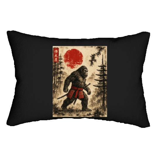 Samurai Bigfoot Japanese Vintage Graphic Ukiyo-e  Lumbar Pillows
