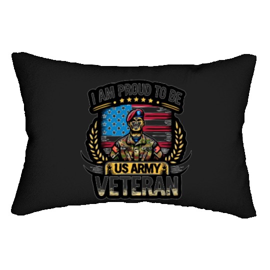 Proud US Army Vet Emblem Lumbar Pillows
