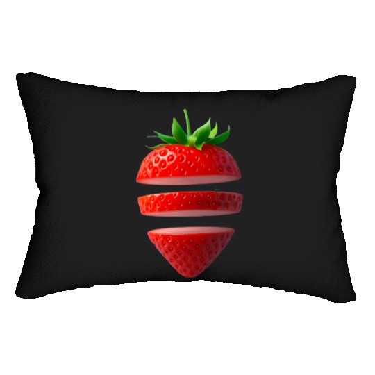 Deconstructed Strawberry Illustration Lumbar Pillows