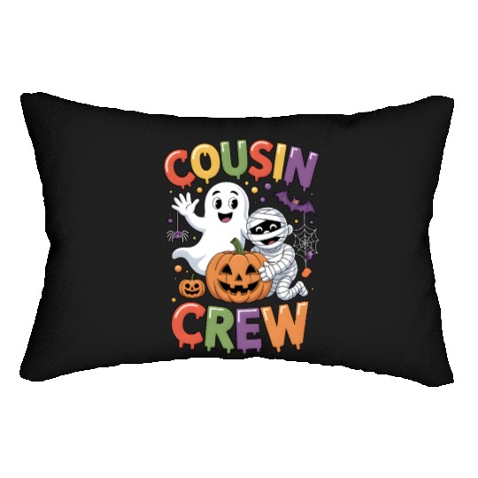 Halloween Cousin Crew with Cute Mummy and Ghost Lumbar Pillows