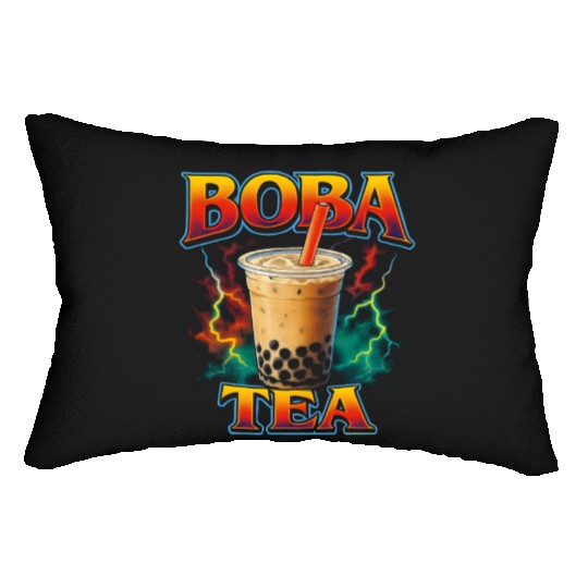 Boba Tea Favorite Food Funny Weird 90s Boba Tea Lumbar Pillows