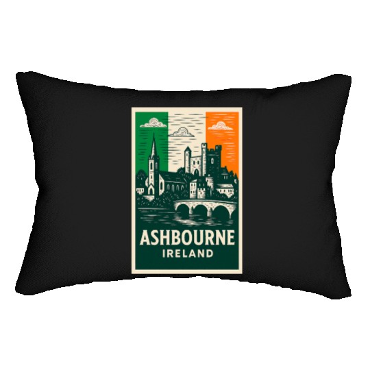 Irish Villagescape with Castle and Church Lumbar Pillows