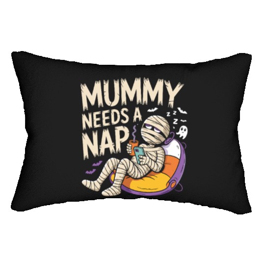 Mummy with Coffee Napping Design Lumbar Pillows