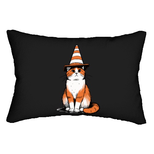 Traffic Cone Cat Lumbar Pillows