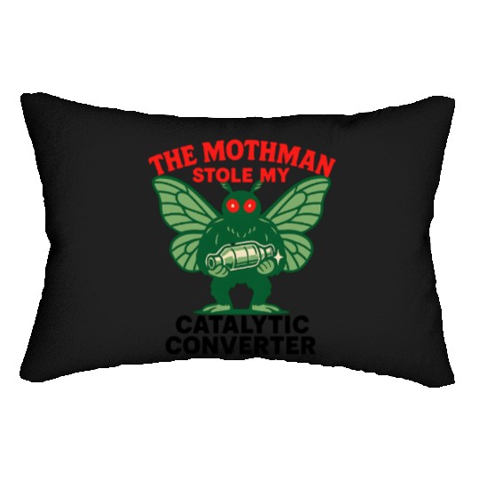 The Mothman Stole My Catalytic Converter – Green M Lumbar Pillows