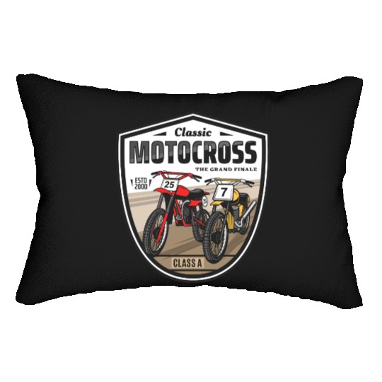 Classic Motocross Grand Finale Badge Lumbar Pillows