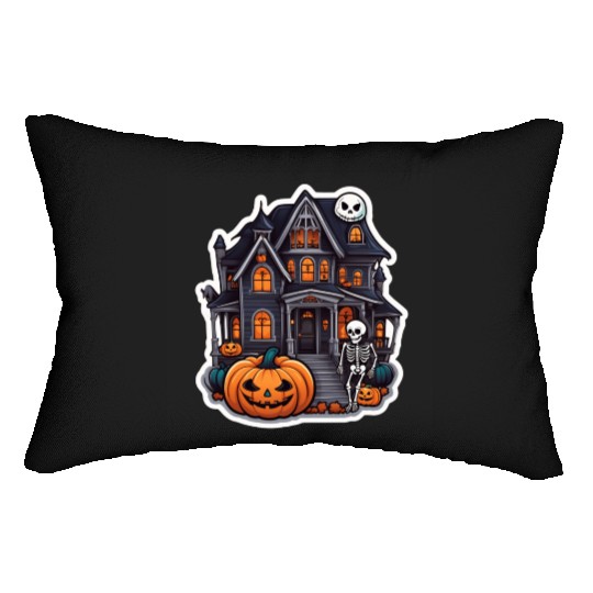 Haunted House Halloween Design Lumbar Pillows