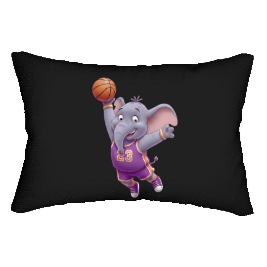 Cartoon Elephant Basketball Player – Fun Sports Ar Lumbar Pillows