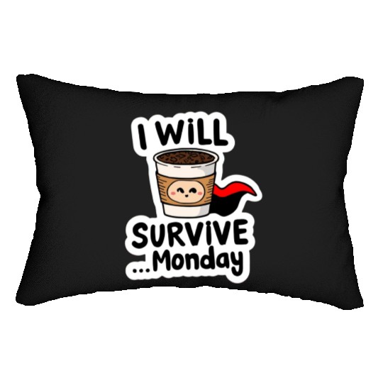 Cute Coffee Survival Meme Design Lumbar Pillows