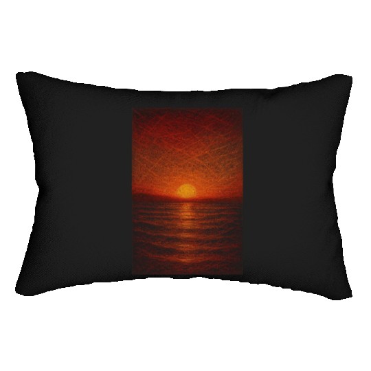 Sunset Over Calm Ocean Lumbar Pillows