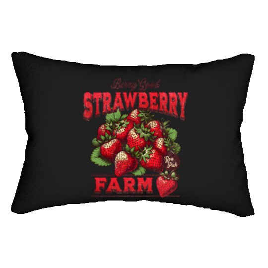 Strawberry Farm Vintage Illustration Lumbar Pillows