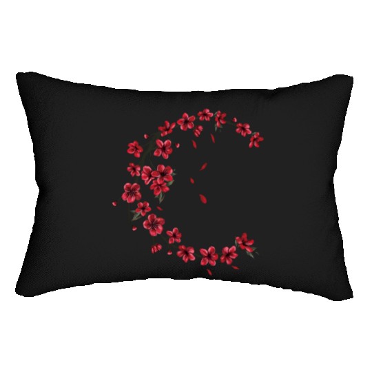 Red Moon Cherry Blossom Sakura Flower Design Lumbar Pillows