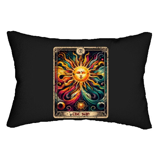 Distressed Grunge Worn Style The Sun Tarot Card Lumbar Pillows