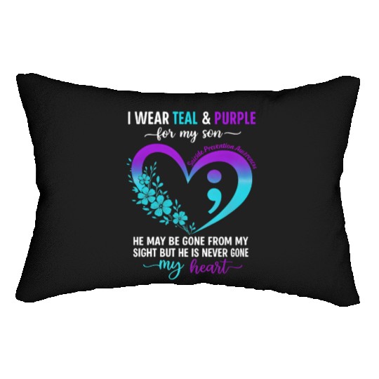 I Wear Teal & Purple for My Son Suicide Prevention Lumbar Pillows