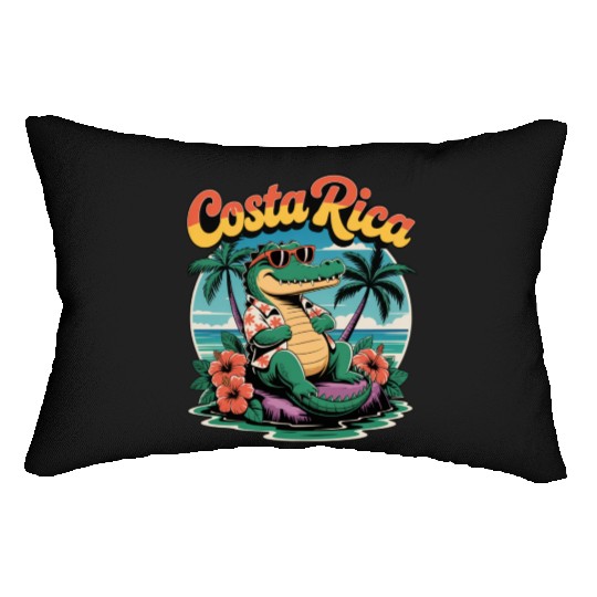 Costa Rica Tropical Crocodile Design Lumbar Pillows