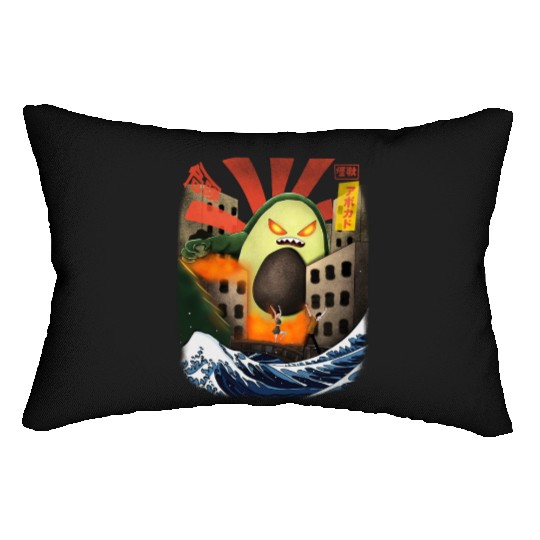 Giant Avocado Kaiju Monster Attack Urban City Lumbar Pillows