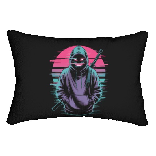 Glitch Ninja Katana Streetwear Futuristic Lumbar Pillows