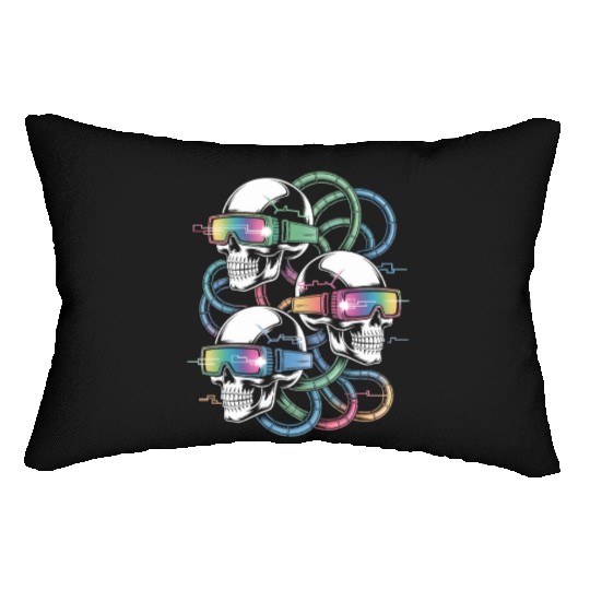 VR Skeleton Head Circuit Vision Streetwear Lumbar Pillows