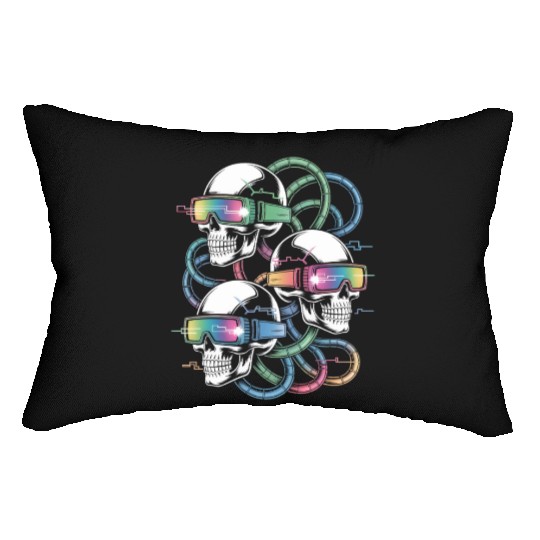 VR Skeleton Head Circuit Vision Streetwear Lumbar Pillows