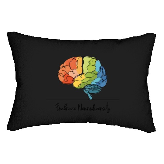 Embrace Neurodiversity - Line Art Rainbow Brain Lumbar Pillows