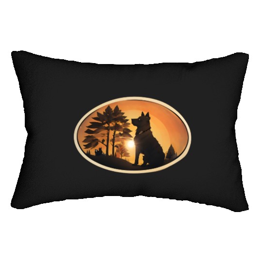 Sunset Wilderness Wolf Silhouette Lumbar Pillows
