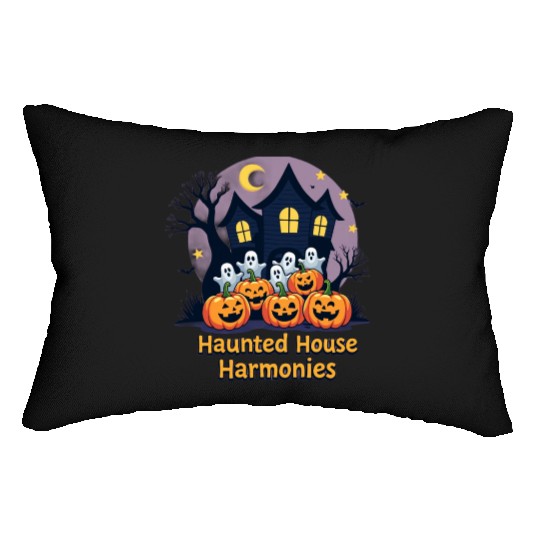 Haunted House Harmonies Halloween Design Lumbar Pillows