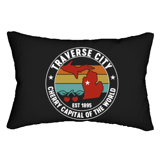 Traverse City Michigan Retro Cherry Capital Lumbar Pillows