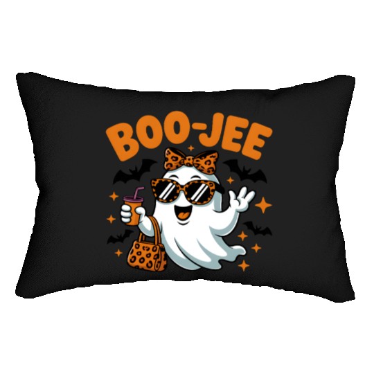 Boo-Jee Ghost Cute Leopard Print Halloween Boojee Lumbar Pillows