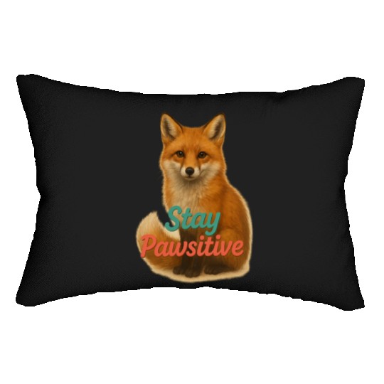 Stay Pawsitive Fox Lumbar Pillows – Motivational Animal L