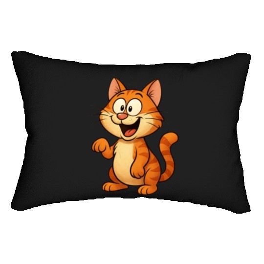Playful Cartoon Cat Illustration Lumbar Pillows