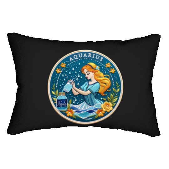 Aquarius Stylish Watercolor Zodiac Illustration Lumbar Pillows