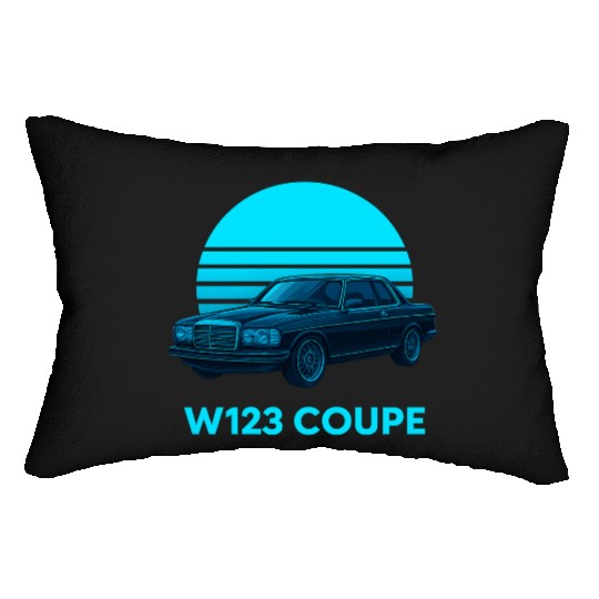 Black W123 Coupe – Neon Retro 80s Style Automotive Lumbar Pillows