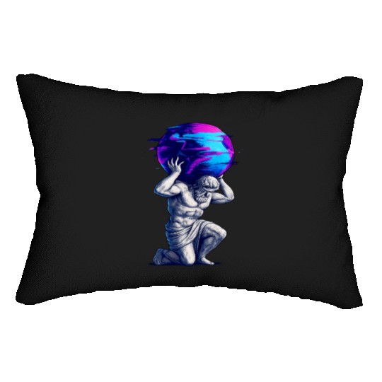 Ancient Titan Carrying Earth Artwork Lumbar Pillows