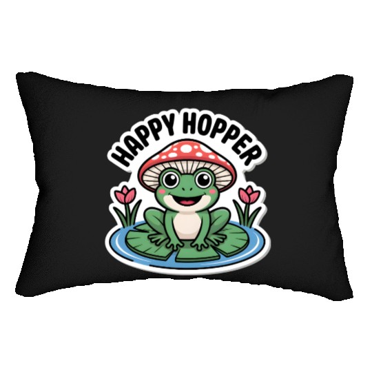 Cute "Happy Hopper" Frog Sticker Design Lumbar Pillows