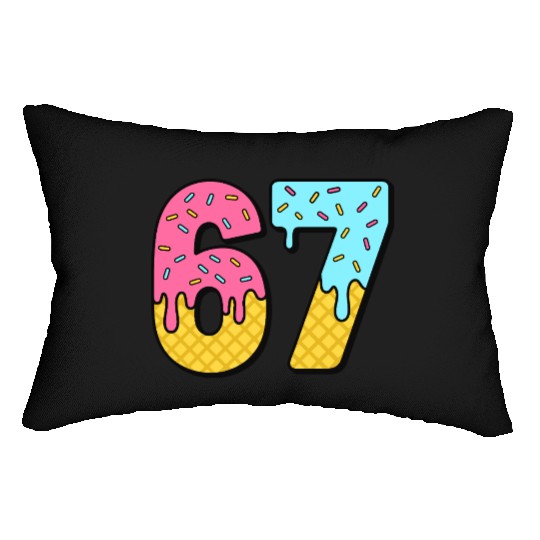 Six Seven Meme Ice Cream Drip Waffle Cone Funny 67 Lumbar Pillows