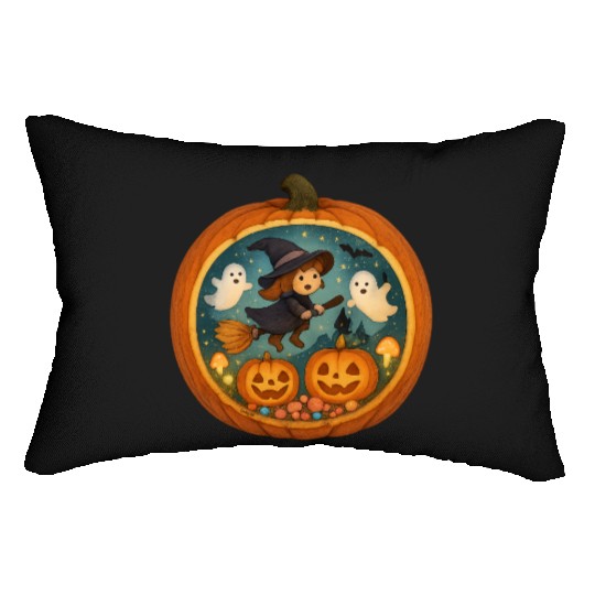 Halloween Kids Friendly Witch Lumbar Pillows Print