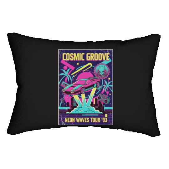 Neon Retro Space Car Tour 93 Lumbar Pillows