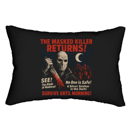 Masked Killer Returns Slasher Movie Poster Vintage Lumbar Pillows