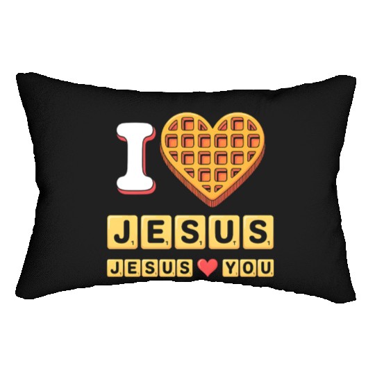 I Love Jesus Christian Breakfast Waffle Heart Lumbar Pillows