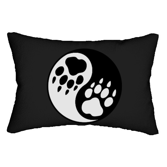 wolf paw ying yang Lumbar Pillows