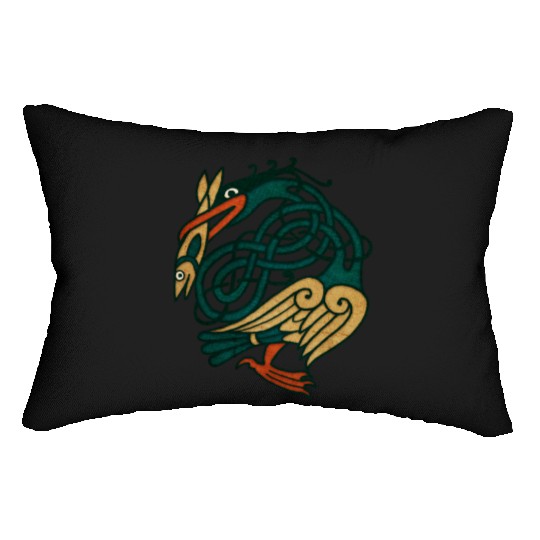 Celtic Art Bird With Fish Lumbar Pillows